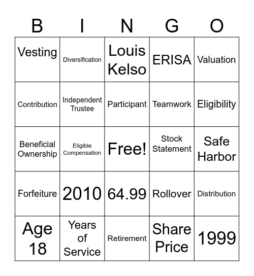 October: Employee Ownership Month! Bingo Card