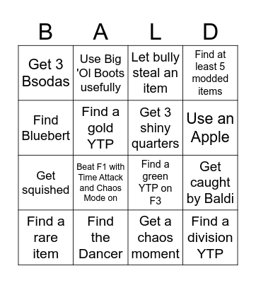 BB+M Bingo Card
