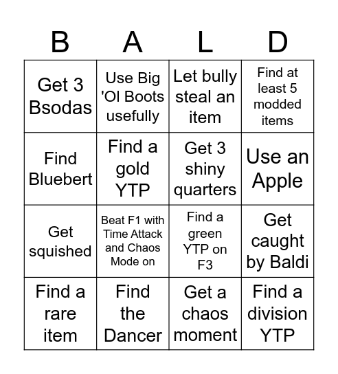 BB+M Bingo Card