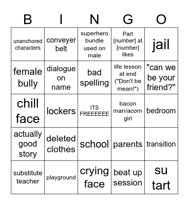 sad story bingo Card