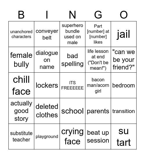 sad story bingo Card