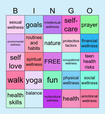 Dimensions of Wellness Bingo Card