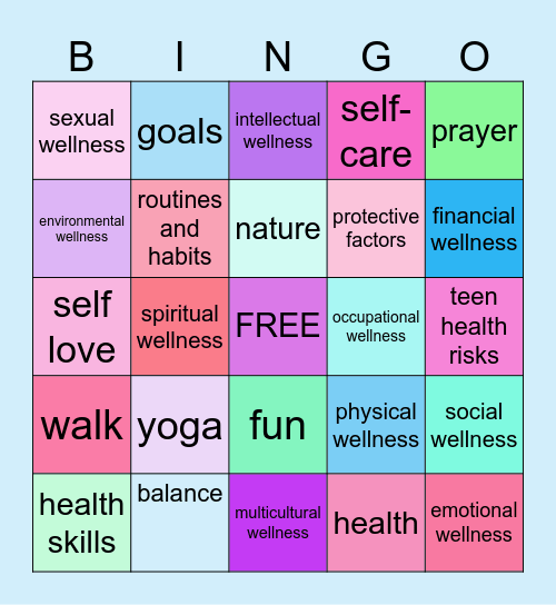 Dimensions of Wellness Bingo Card