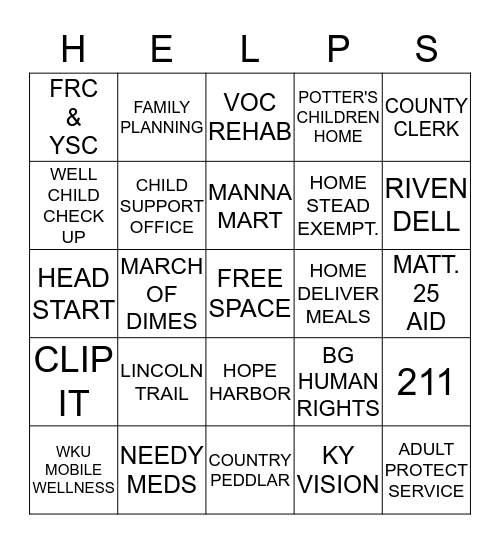 LIFESKILLS COMMUNITY RESOURCES Bingo Card