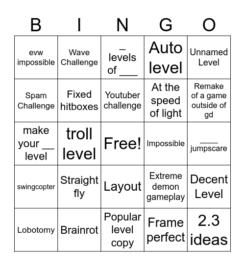 Recent tab bingo Card