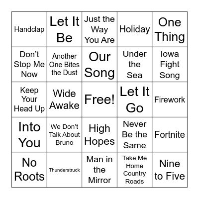 Music BINGO Card