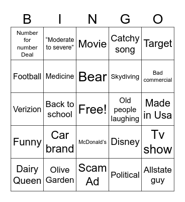 Commercial Bingo Card