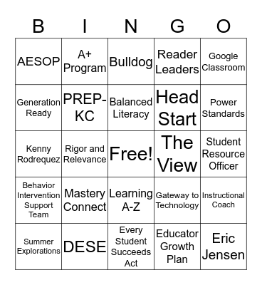 Grandview C4 Bingo - 1a  Bingo Card