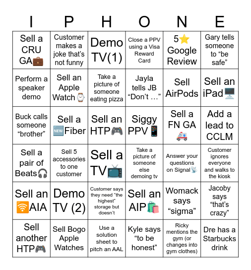 TheVille™️ Apple Launch Bingo Card