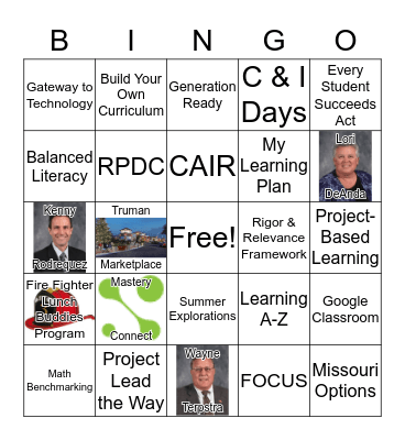 Grandview C4 Bingo - Day 2 Bingo Card