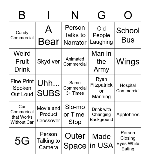 Car Bingo Card