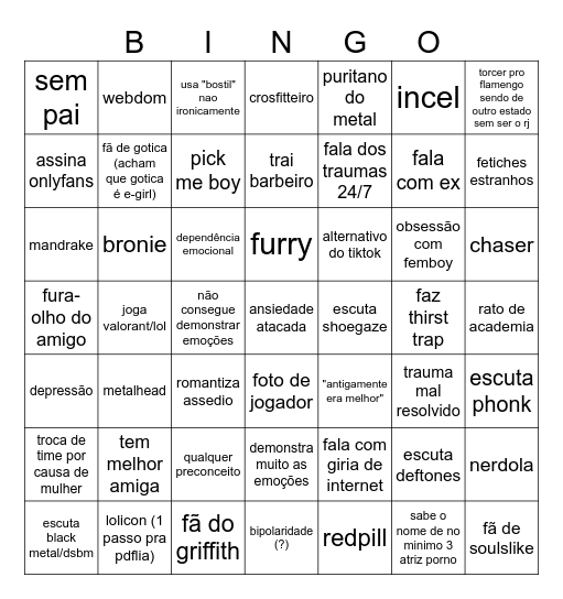 Red flag masculina Bingo Card