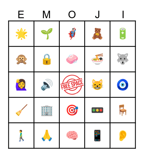 EMOJI BINGO - CLASSROOM RULES Bingo Card