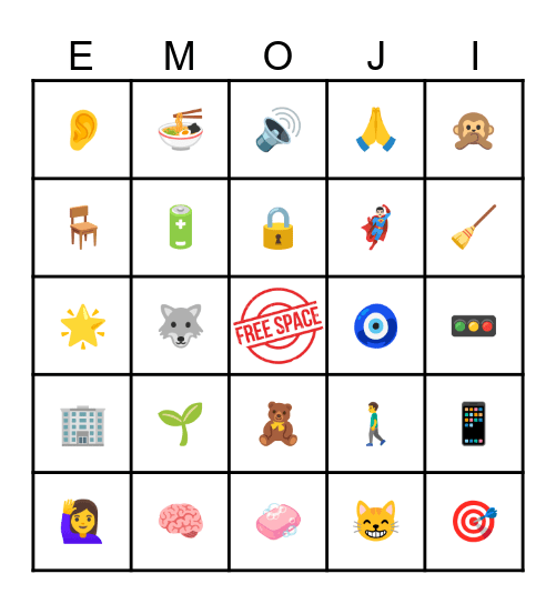 EMOJI BINGO - CLASS RULES Bingo Card