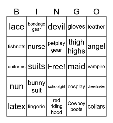 Kinky outfits Bingo Card