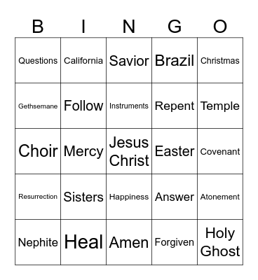 The Answer is Jesus Christ Bingo Card