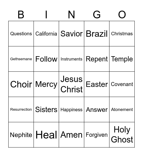 The Answer is Jesus Christ Bingo Card