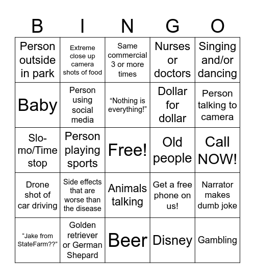 Commercial bingo Card