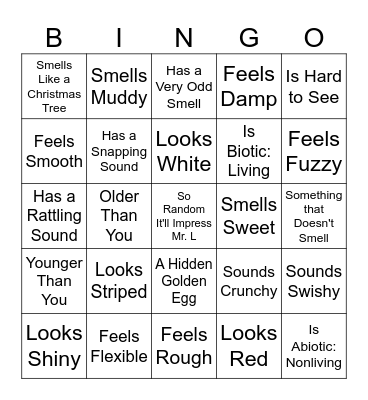 Scavenger Hunt Bingo: ____ Something That....... Bingo Card