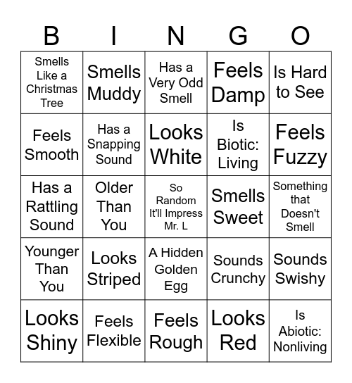 Scavenger Hunt Bingo: ____ Something That....... Bingo Card