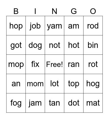 a,i,o review Bingo Card
