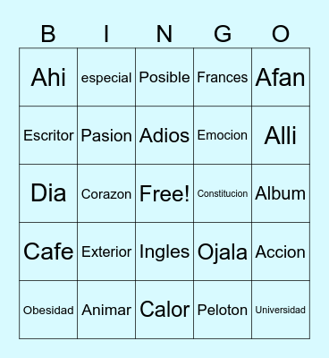 ¡Pon la tilde! Bingo Card