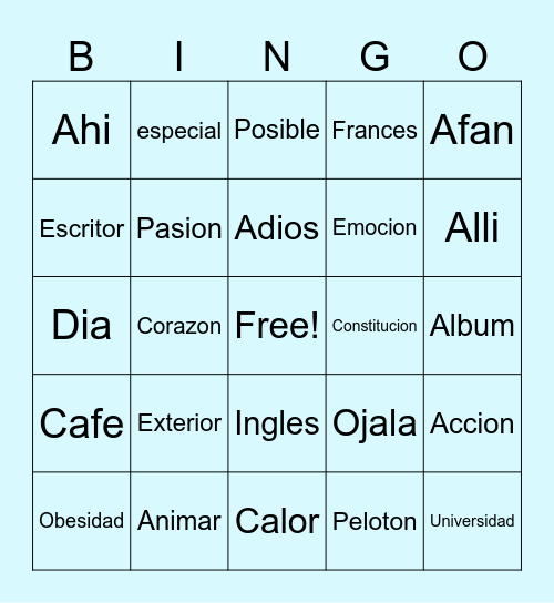 ¡Pon la tilde! Bingo Card