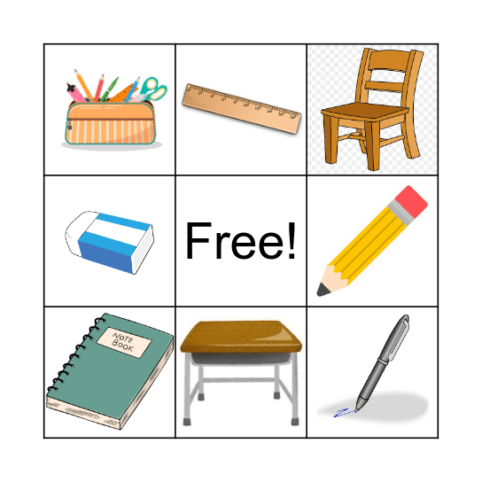 School Supplies Bingo Card