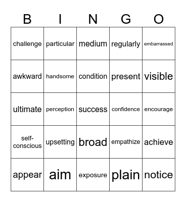 Insight I U1 1A Bingo Card