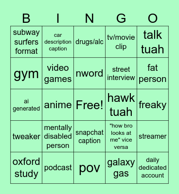 brainrot Bingo Card