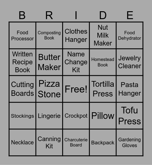 Presents Bingo Card