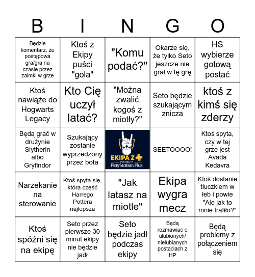 Ekipa z + Harry Potter: Quidditch Champions Bingo Card