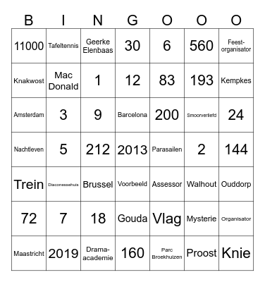 Wedding J&G Bingo Card