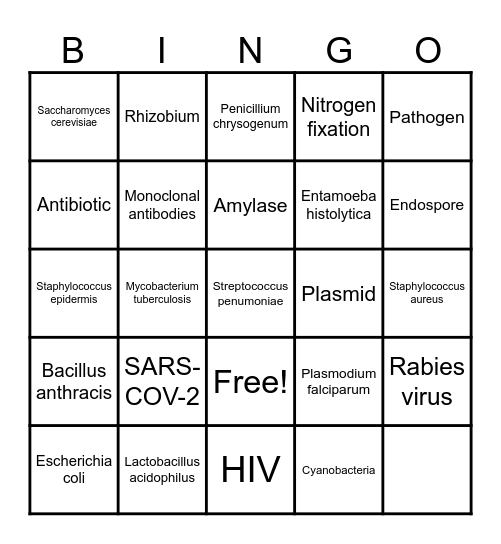 Microbial Bingo Card