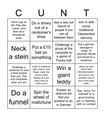 Oktoberfest 2024 Bingo Card