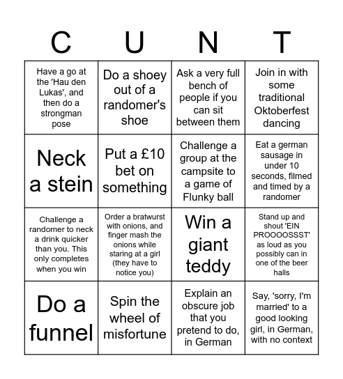 Oktoberfest 2024 Bingo Card