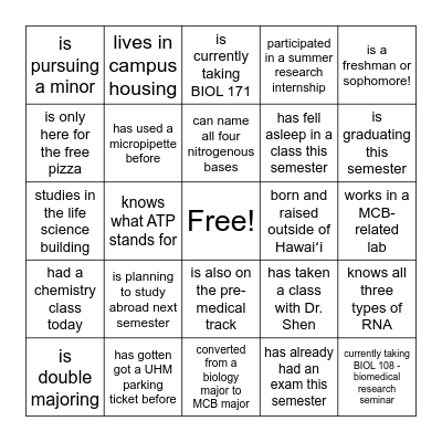 MCB Club - People Bingo Card