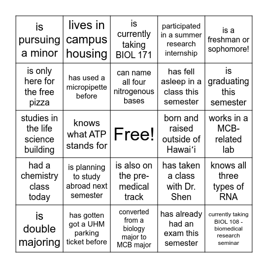 MCB Club - People Bingo Card