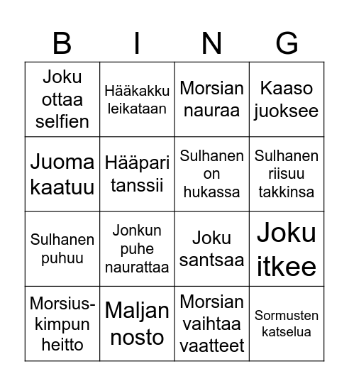 Hääbingo Card