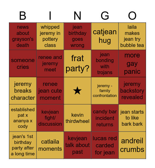 tsc 2 Bingo Card