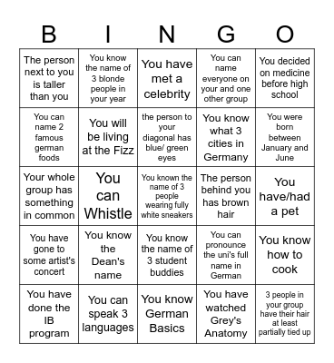 UMCH BINGO Card