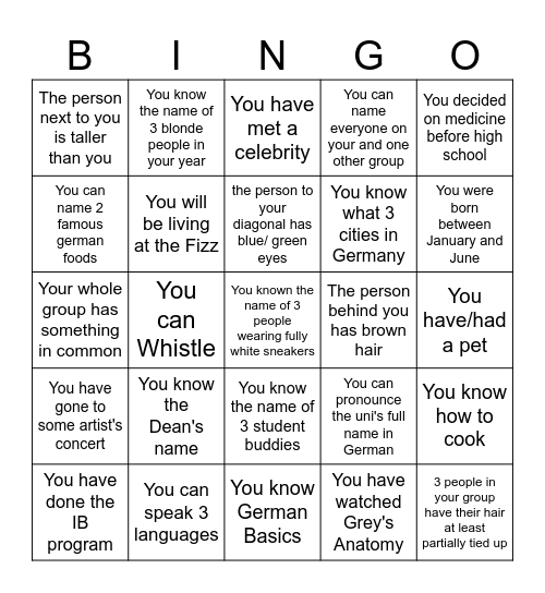 UMCH BINGO Card