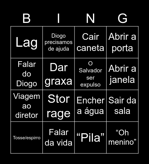 Escola Bingo Card