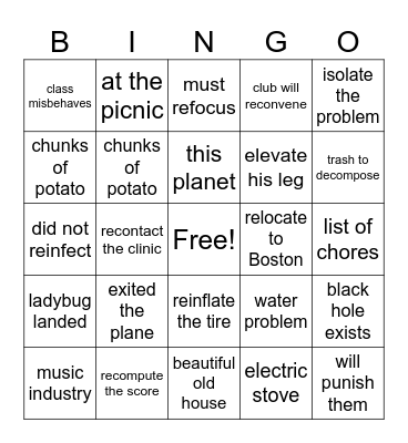 5.4 phrases Bingo Card