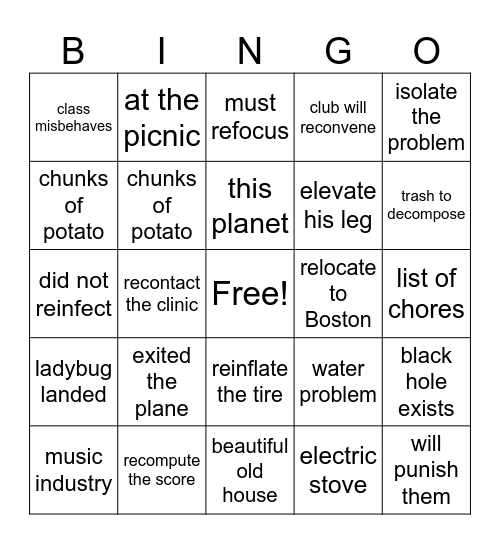 5.4 phrases Bingo Card