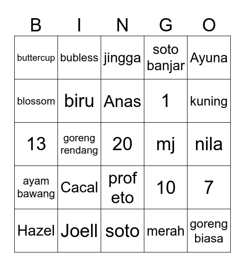 🐬 Bingo Card