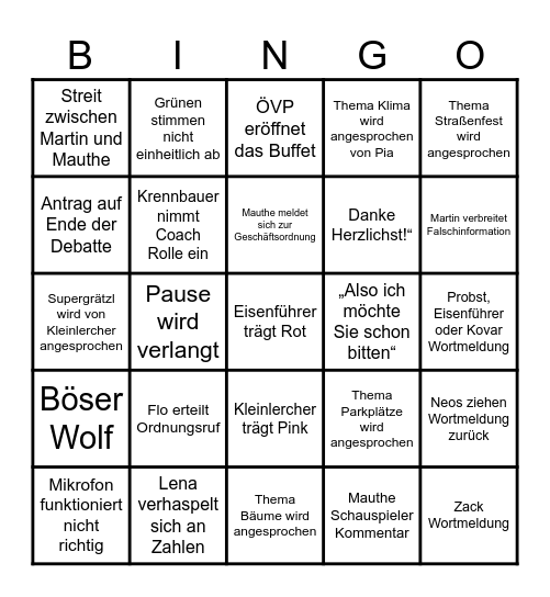 BVingo Bingo Card