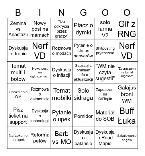 Bingo Discorda Broken Ranks Bingo Card