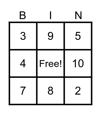 Addition up to 10 Bingo Card