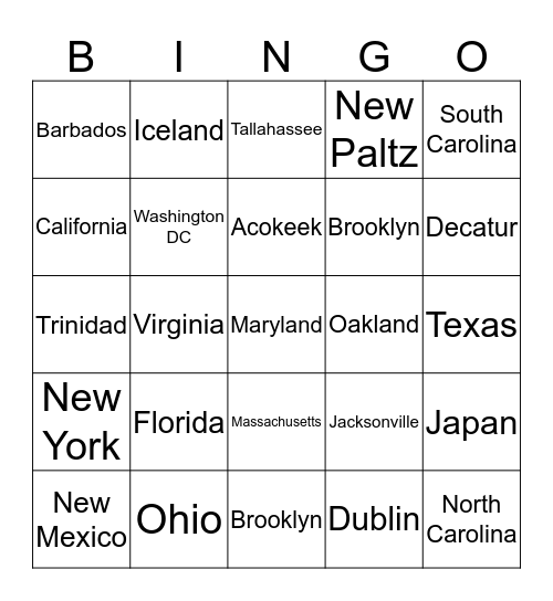 Oh, The Places You Go--Birdsong/Byrdsong Live  Bingo Card